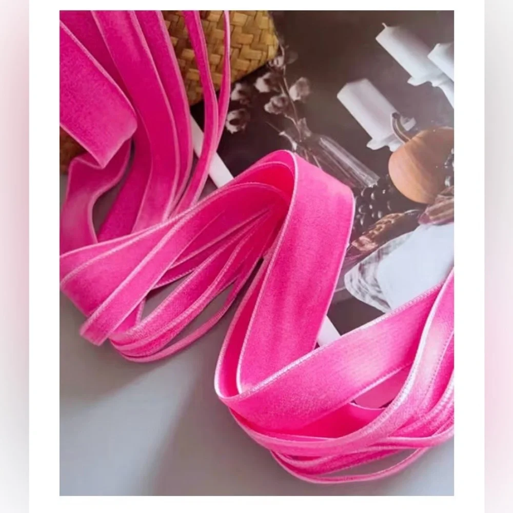 Abbaoww Hot Pink Velvet Ribbon 1/2 Inch Wide 50 Yards for Gift Wrapping & Crafts
